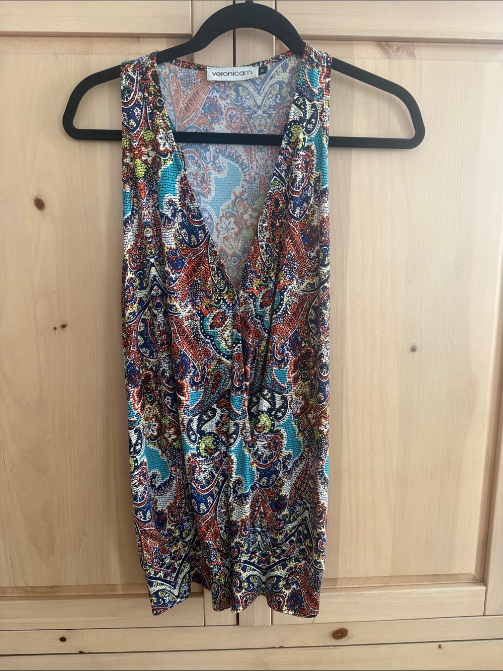 Sz M Veronica M Multicolor Paisley V-Neck Sleeveless Camisole